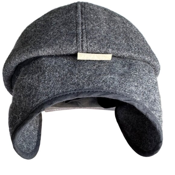 Gray Wool Blend Winter Cap Hat With Ear Flaps Medium USA Vintage Warm Winter - Picture 3 of 16